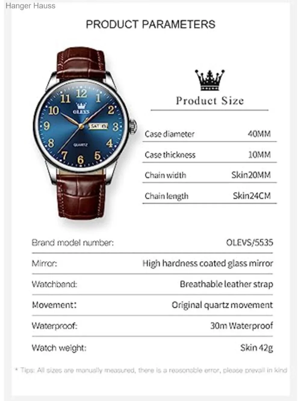 Vintage Leather Strap Dress Watch Easy Reader Arabic Numerals Quartz Analog
